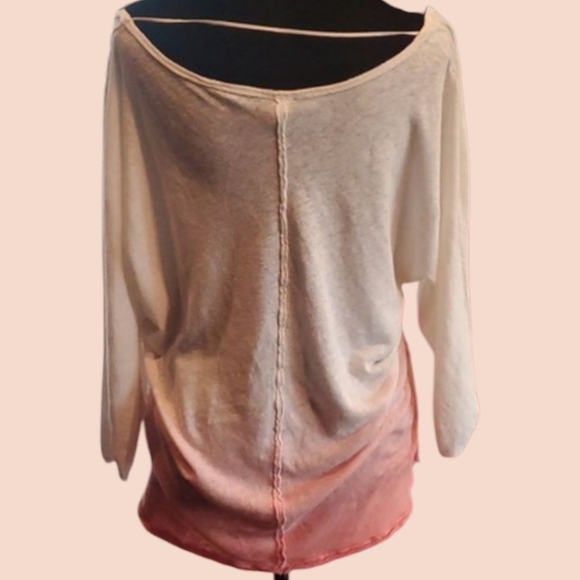 Free People Off the Shoulder Top. Soft Crean leading to Soft Orange. Size Small - Picture 3 of 4